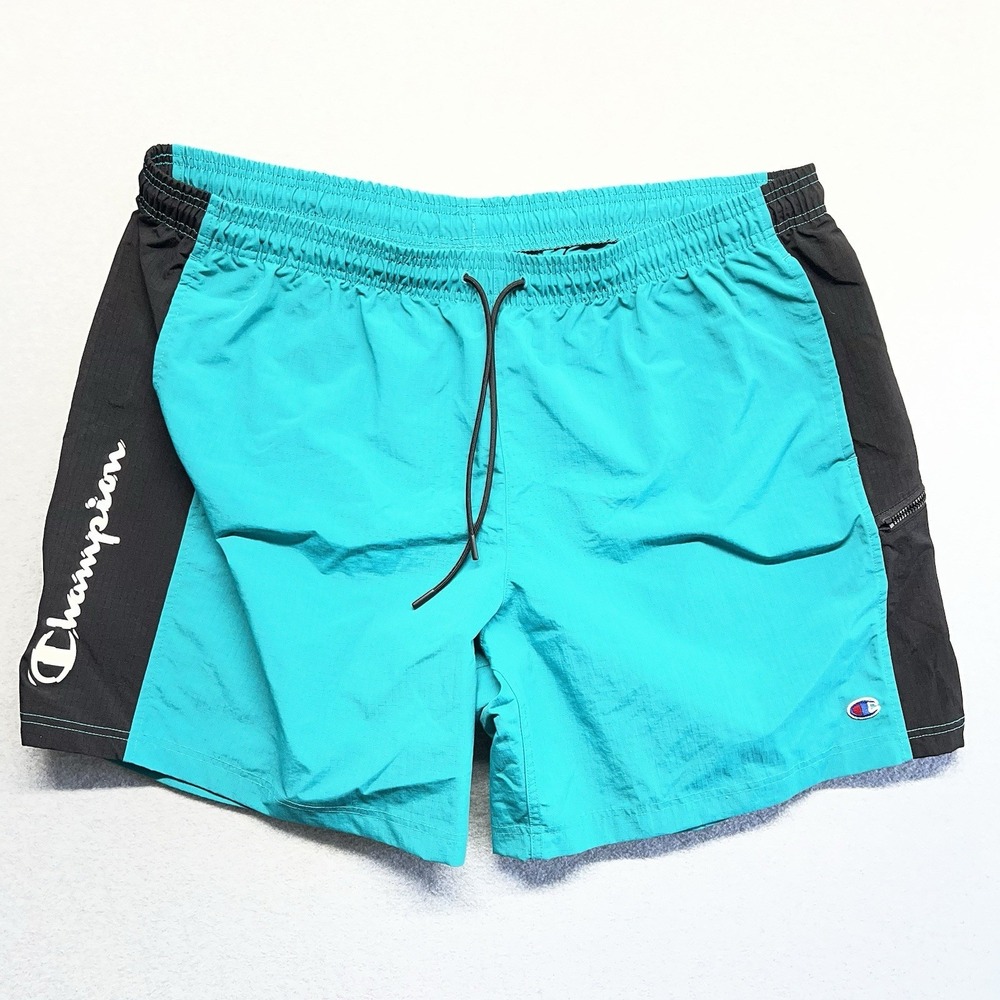 Champion Men's Black And Blue Elastic Waist Pull-On Drawstring Shorts Size 2XL